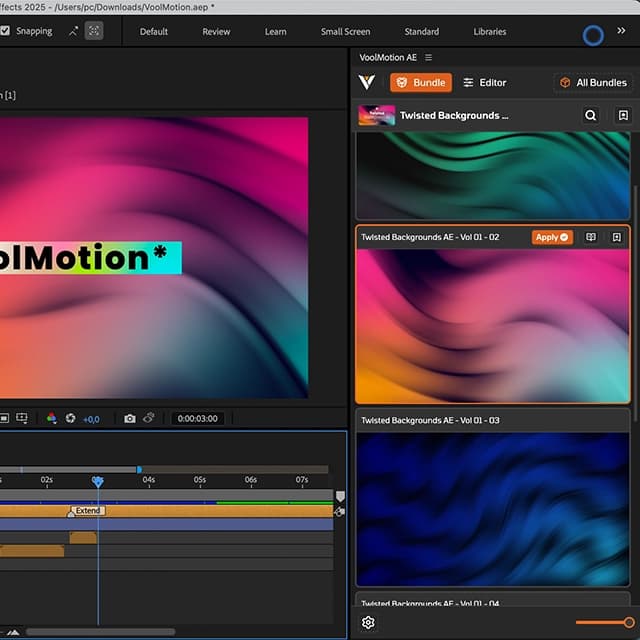 VoolMotion After Effects interface