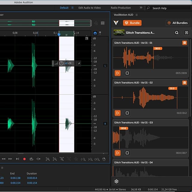 VoolMotion Audition interface
